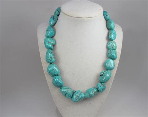 Chunky Turquoise Necklace Multi Strand Statement Necklace Etsy