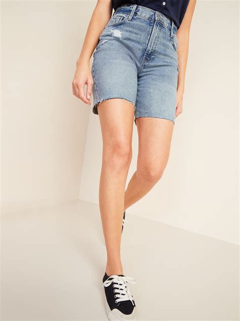 Extra High Waisted Sky Hi Distressed Cut Off Jean Shorts For Women