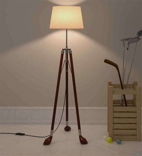 Buy Wooden Golf And Stainless Steel Tripod Floor Lamp Standing With