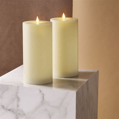 Infinity Wick Ivory 4x8 Pillar Candles Set Of 2 Decor Flameless