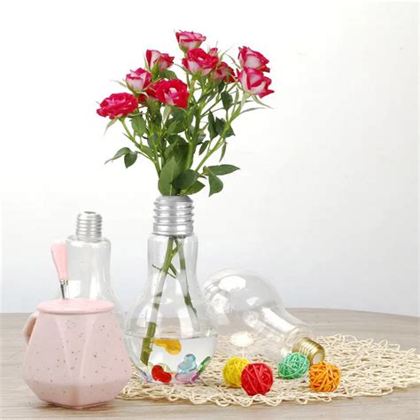 Flower Vase Clear Light Bulb Shape Stand Plant Flower Vase Hydroponic