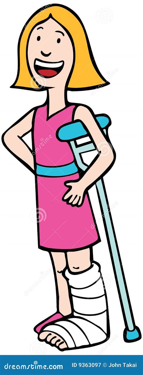 Girl Broken Leg Cartoon Vector 9363097