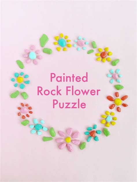 The Words Painted Rock Flower Puzzle Are Surrounded By Colorful Flowers