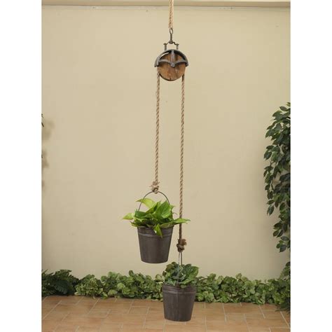 445 Rustic Metal Pulley With Hanging Planter Buckets 2390210 Metal
