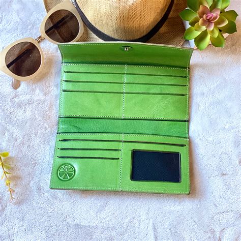 Green Leather Wallets For Women Tooled Leather Wallet Western Style