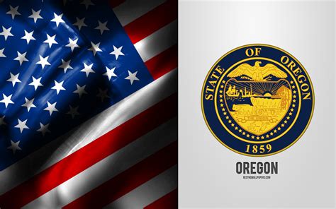 Download Wallpapers Seal Of Oregon Usa Flag Oregon Emblem Oregon
