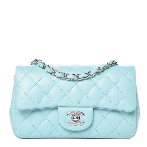 Chanel Lambskin Quilted Mini Rectangular Flap Light Blue Fashionphile