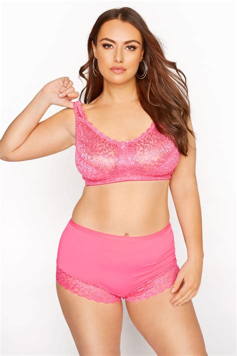 Pink Hi Shine Non Wired Bra Yours Clothing