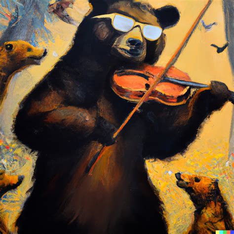 artstation “a bear playing the violin for a crowed” made by dalle openai