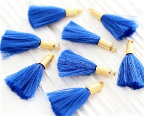 2pc Cobalt Blue Tassel With Gold Cap Mini Tassels Tassel Etsy Blue Tassel Mini Tassel