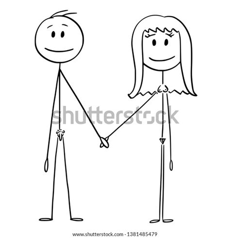 Cartoon Stick Figure Drawing Conceptual Illustration Of Front Of Naked