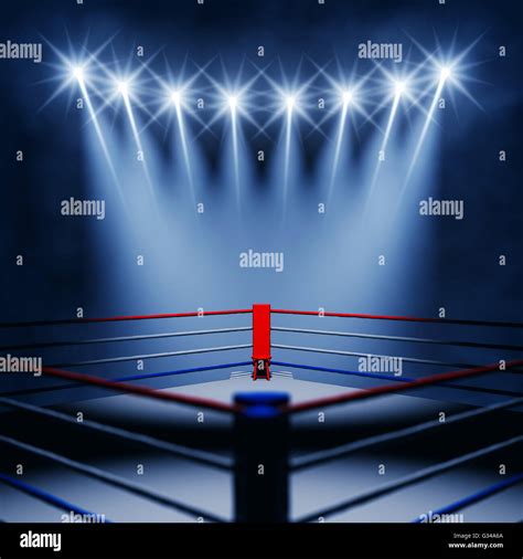 Boxing Ring Corner And Floodlights Boxing Event Boxing Arena Stock
