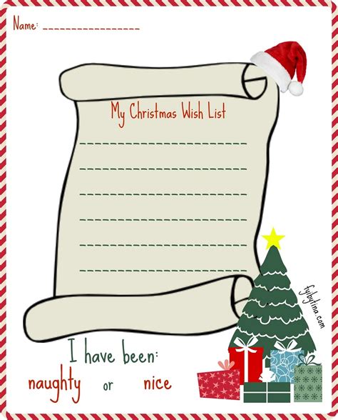 Printable Christmas List Template Free