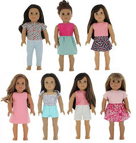 pzas toys 18 inch doll clothes fits american girl doll clothes wardrobe makeover 7 outfits
