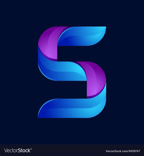 S Letter Volume Blue And Purple Color Logo Design Vector Image