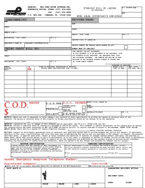 bill  lading form templates fillable printable