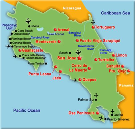 Map Of Costa Rica Tourist Attractions California State Map