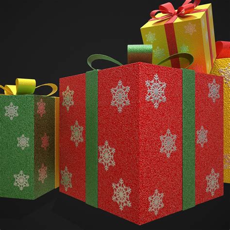 3d Model Sparkly Christmas Presents Vr Ar Low Poly Cgtrader