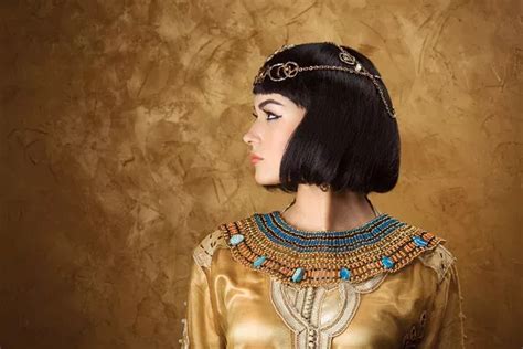 Beautiful Woman Like Egyptian Queen Cleopatra On In Desert Outdoor