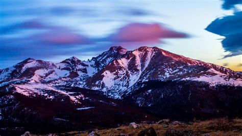 Download Wallpaper 1920x1080 Mountains Peaks Snow Sunset Full Hd