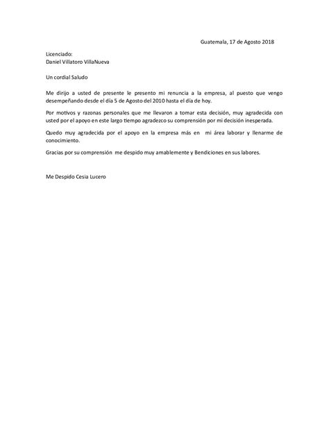 Obtener Formato De Carta De Renuncia Laboral Word Guatemala Vrogue