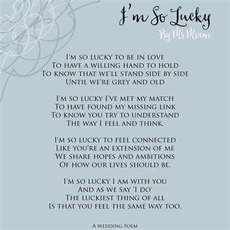 Im So Lucky Wedding Poem Ms Moem Poems Life Etc