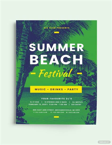 Summer Beach Flyer Template Illustrator Word Apple Pages Psd