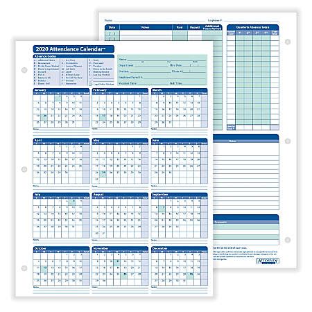 Labor time tracker is a employee time clock that trackers time and attendance via web and phone. ComplyRight 2020 Attendance Calendar Cards 8 12 x 11 White ...