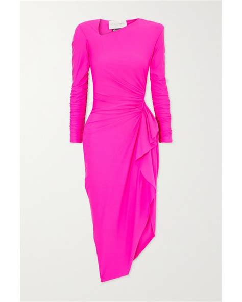 AZ FACTORY Ester Manas Asymmetric Cutout Gathered Stretch Jersey Midi Dress In Pink Lyst