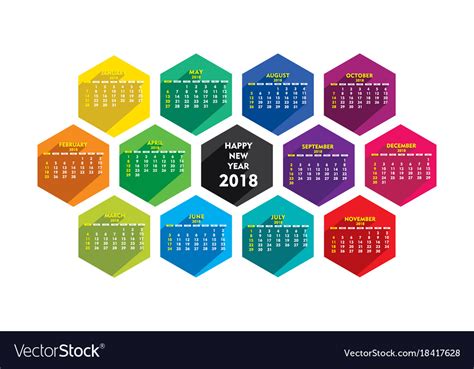 New Year 2018 Calendar Design Royalty Free Vector Image