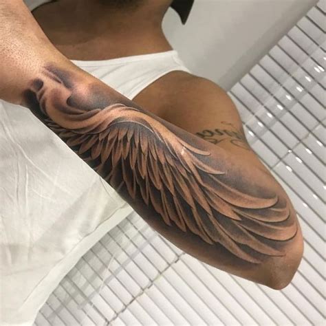 Angel And Demon Tattoo Arm Tattoo Black Top White Background Wing Tattoo Arm Wings Tattoo