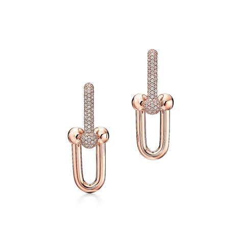 Tiffany Hardwear Large Link Earrings In Rose Gold With Pavé Diamonds Tiffany And Co