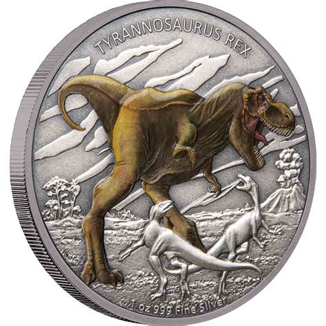 tyrannosaurus rex dinosaurs 2020 1 oz fine silver coin niue nz mint the coin shoppe