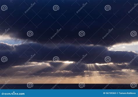Cloudy Sunset Over Ocean Stock Image Image Of Lighness 56739365