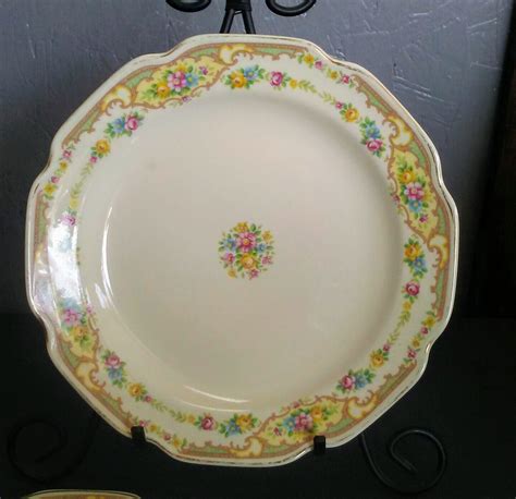 floral-plate-set,-white-china,-mt-clemens-china,-china-plates,-china-plate-set,-antique-china