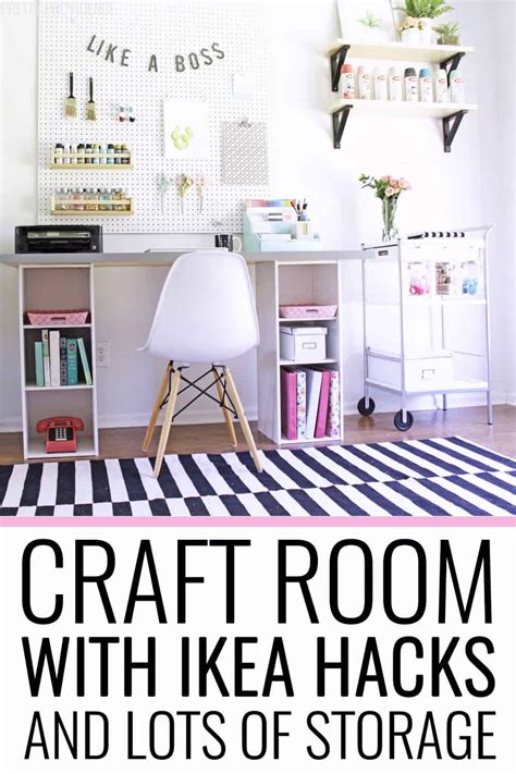 My shelves are approximately 44″ wide, 34″ tall and 11 1/2″ deep. Craft Room - Pretty Providence