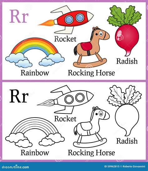Coloring Book For Children Alphabet R Stock Vector Image 59962815