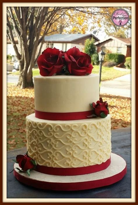 For some inspiration, take a look at these simple wedding cake ideas below. Small buttercream wedding cake in off-white/ivory with ...