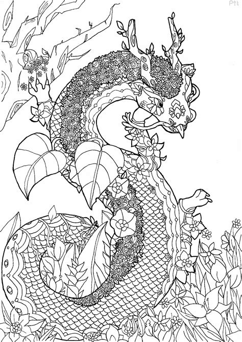 Search through 623,989 free printable colorings at getcolorings. Dragon by pauline - Flowers Adult Coloring Pages