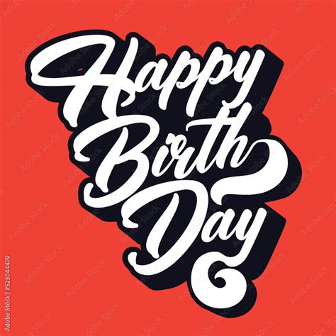 Birthday Happy Card Vector Cake Design Greeting Icon Illustration Calligraphy