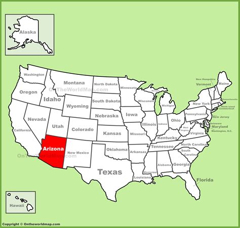 Arizona Location On The Us Map