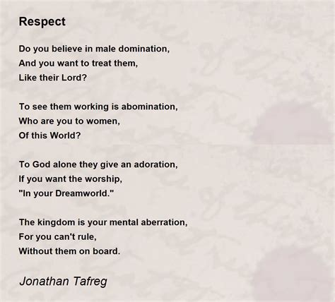 Respect Respect Poem By Jonathan Tafreg