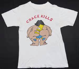 Vintage 90s Bart Simpson Crack Kills Simpsons Hip Hop T Shirt M Ebay