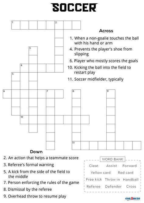 Free Printable Soccer Crossword Puzzles