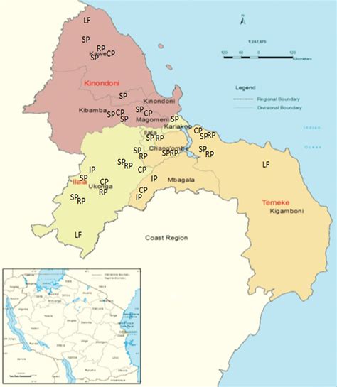 dar es salaam districts map