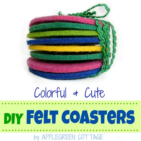 We love diy coasters because you can use your creativity and make just about anything within this frame. Colorful DIY Felt Coasters Tutorial - AppleGreen Cottage