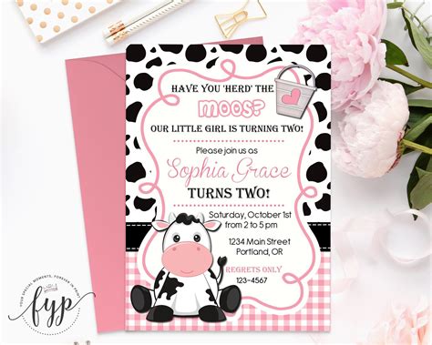 Free Printable Cow Birthday Invitations