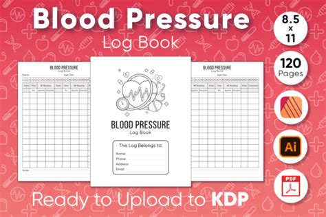 Blood Pressure Log Book Kdp Interior Graphic By Oussmania · Creative