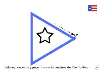 Colorea Recorte Y Pega La Bandera De Puerto Rico By Bambino By Mika