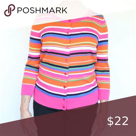 Charming Cardigan Brightly Striped Cardigan Talbots Sweater Striped